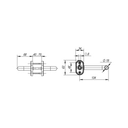 Ручка Fuaro (Фуаро) раздельная R.DSS304-0203P/19 (квадрат 8х110 мм) INOX 304 (овальное основание)