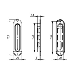 Защелка Punto (Пунто) с ручками для раздвижных дверей SH.SL152.KIT011-BK (Soft LINE SL-011) BL-24 черный